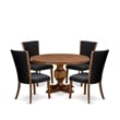 East West Furniture Irving 5 Piece Round Dining Room Set in Walnut Finish