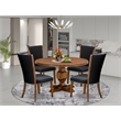 East West Furniture Irving 5 Piece Round Dining Room Set in Walnut Finish