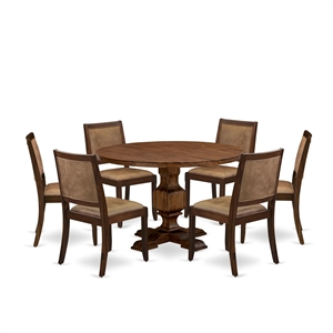 East West Furniture Irving 7 Piece A Dining Room Set in Walnut Finish