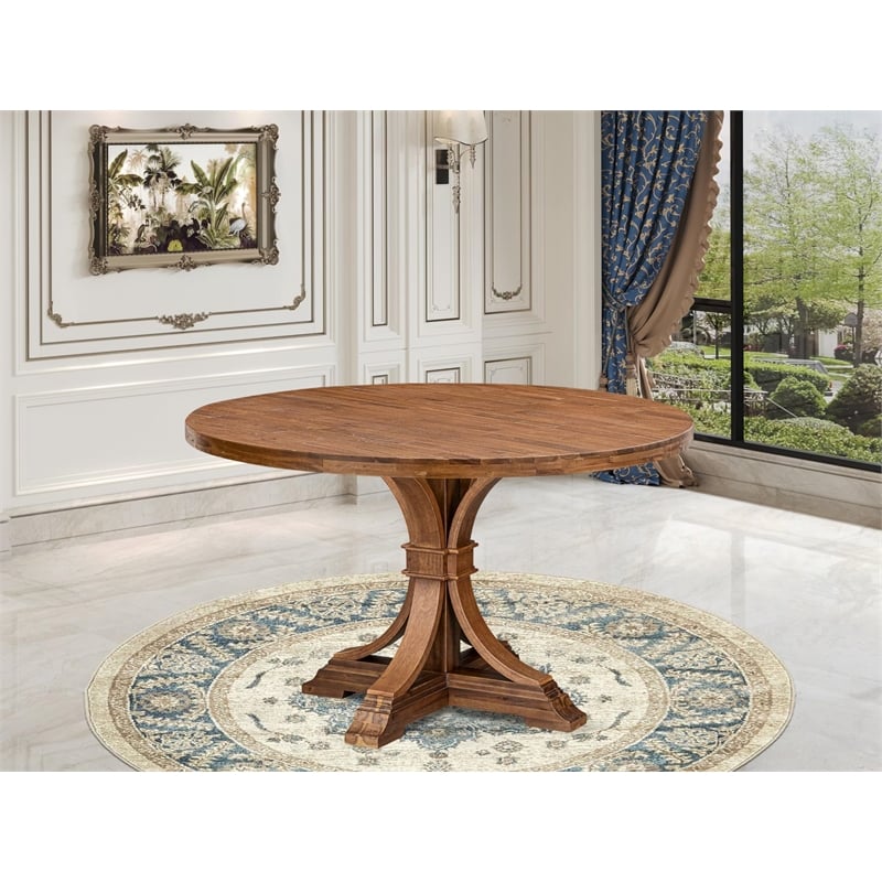 East West Furniture Irving Mid-Century Kitchen Table in Walnut Finish