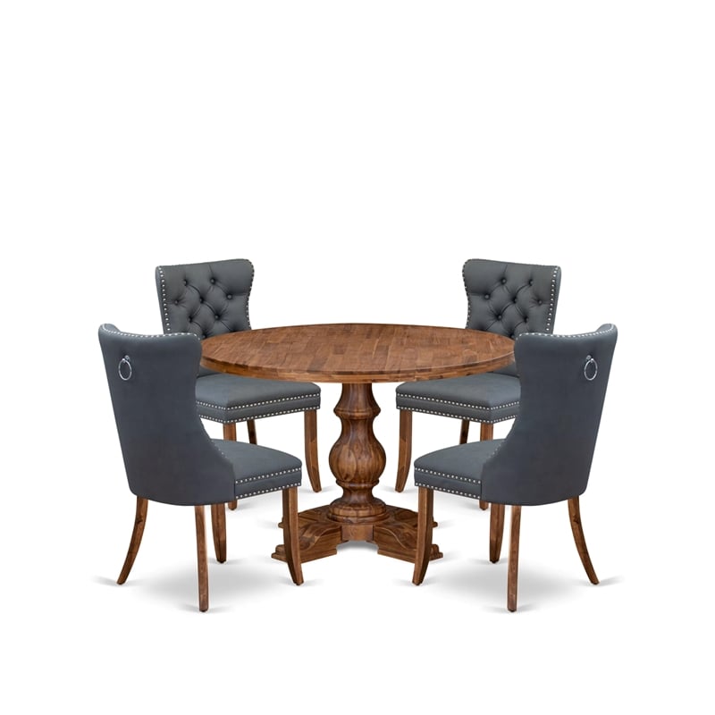 East West Furniture Irving 5-Piece Mid-Century Kitchen Table Set in Walnut