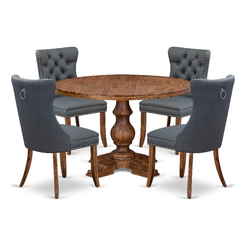 East West Furniture Irving 5-Piece Mid-Century Kitchen Table Set in Walnut