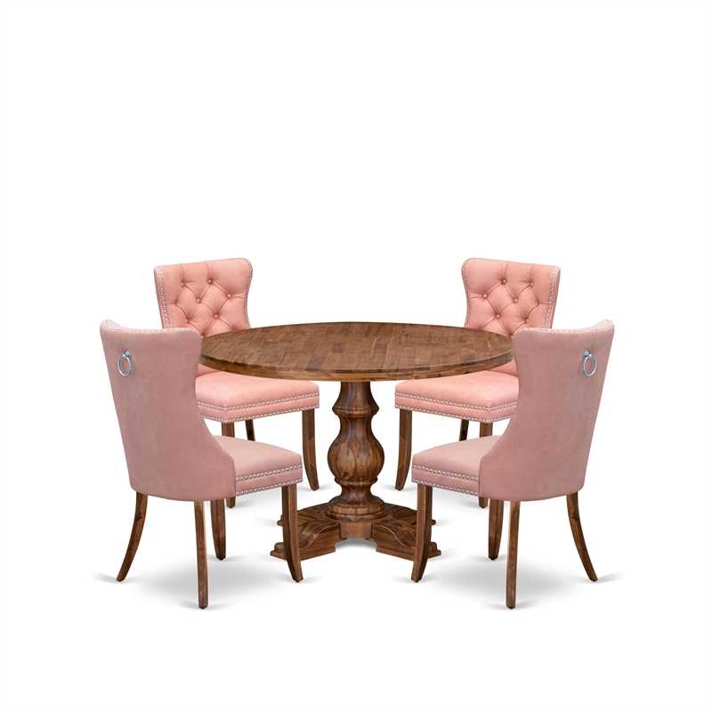 East West Furniture Irving 5-Piece Mid Century Dining Set in Walnut Finish