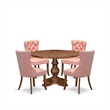 East West Furniture Irving 5-Piece Mid Century Dining Set in Walnut Finish