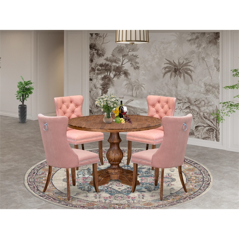 East West Furniture Irving 5-Piece Mid Century Dining Set in Walnut Finish