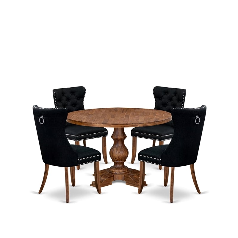 East West Furniture Irving 5-Piece Kitchen Dining Set in Walnut Finish