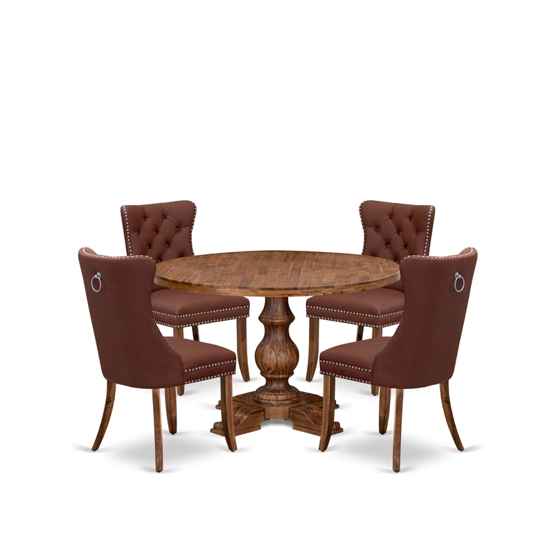 East West Furniture Irving 5-Piece Mid Century Dining Set in Walnut Finish