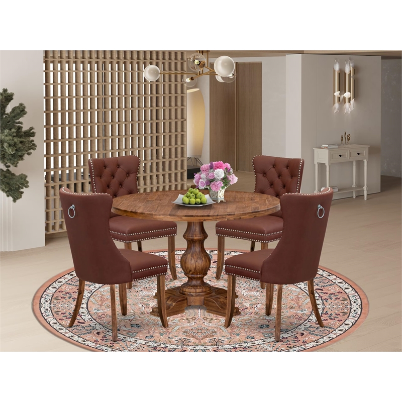 East West Furniture Irving 5-Piece Mid Century Dining Set in Walnut Finish