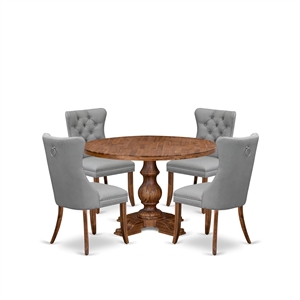 East West Furniture Irving 5-Piece Mid Century Dining Set in Walnut Finish