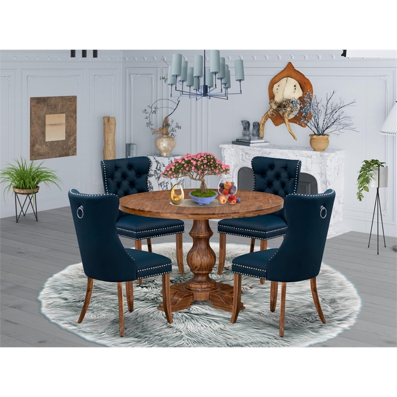 East West Furniture Irving 5-Piece Modern Dining Set in Walnut Finish