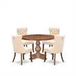 East West Furniture Irving 5-Piece Mid-Century Kitchen Table Set in Walnut