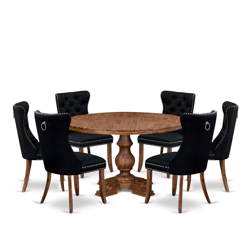 East West Furniture Irving 7-Piece Kitchen Table Set in Walnut Finish