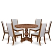 East West Furniture Irving 7-Piece Dining Table Set in Walnut Finish