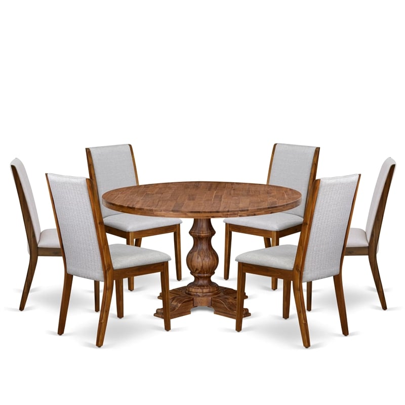 East West Furniture Irving 7-Piece Mid-Century Kitchen Table Set in Walnut