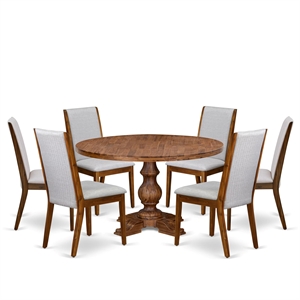 East West Furniture Irving 7-Piece Mid-Century Kitchen Table Set in Walnut