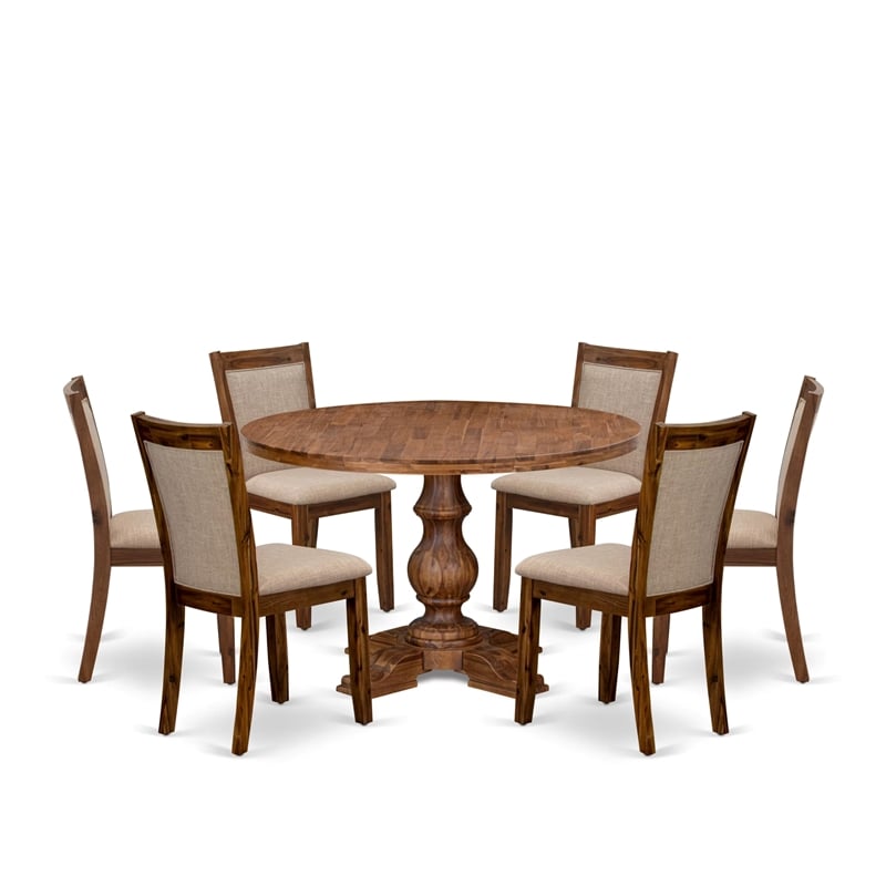 East West Furniture Irving 7-Piece Kitchen Table Set in Walnut Finish
