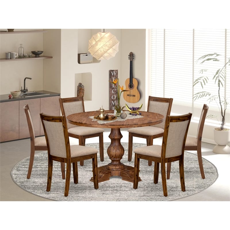 East West Furniture Irving 7-Piece Kitchen Table Set in Walnut Finish