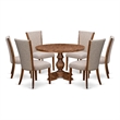 East West Furniture Irving 7 Piece Round Dining Table Set in Walnut Finish