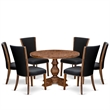 East West Furniture Irving 7 Piece Round Dining Set in Walnut Finish