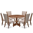 East West Furniture Irving 7 Piece Round Dining Set in Walnut Finish