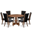East West Furniture Irving 7 Piece Round Dining Set in Walnut Finish