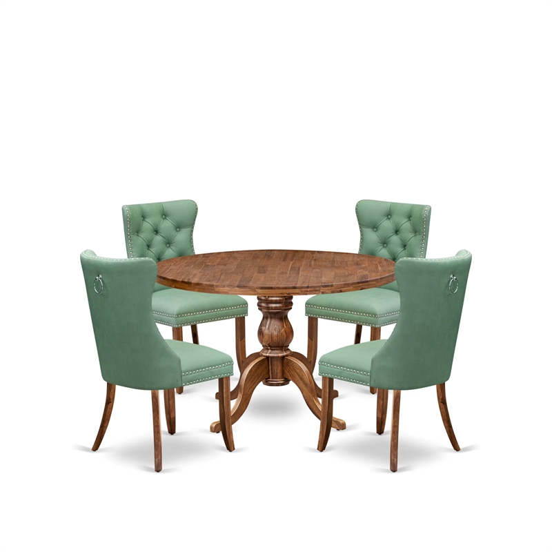 East West Furniture Irving 5-Piece Dining Room Table Set in Walnut Finish