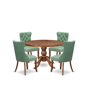 East West Furniture Irving 5-Piece Dining Room Table Set in Walnut Finish