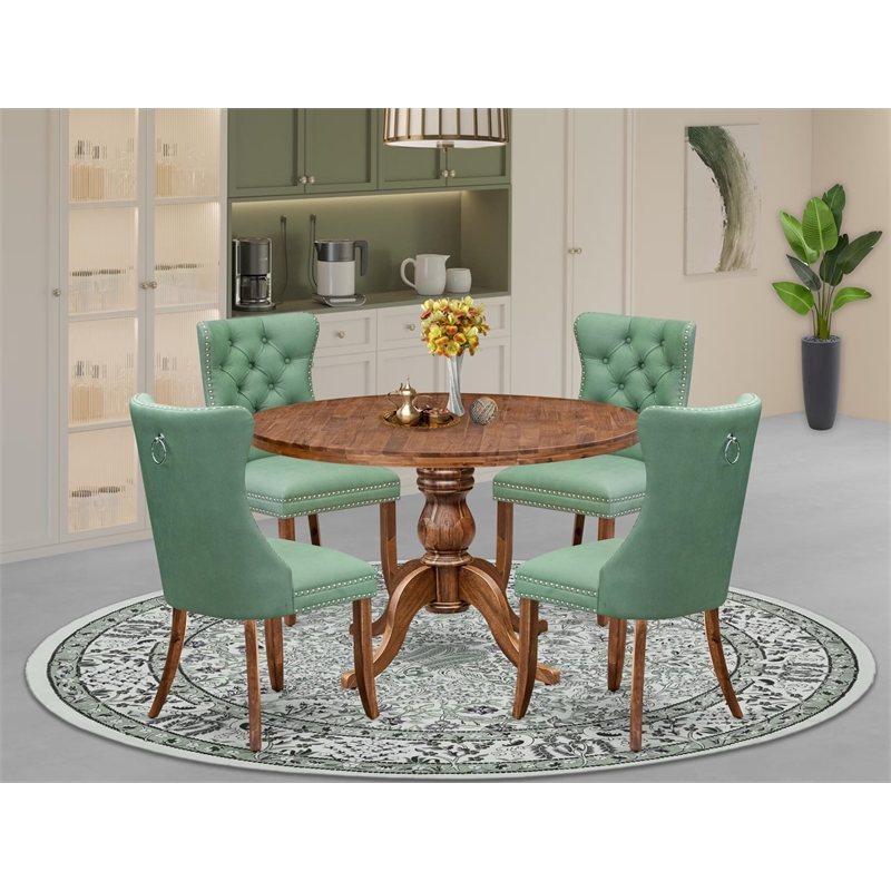 East West Furniture Irving 5-Piece Dining Room Table Set in Walnut Finish
