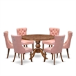 East West Furniture Irving 7-Piece Dining Table Set in Walnut Finish