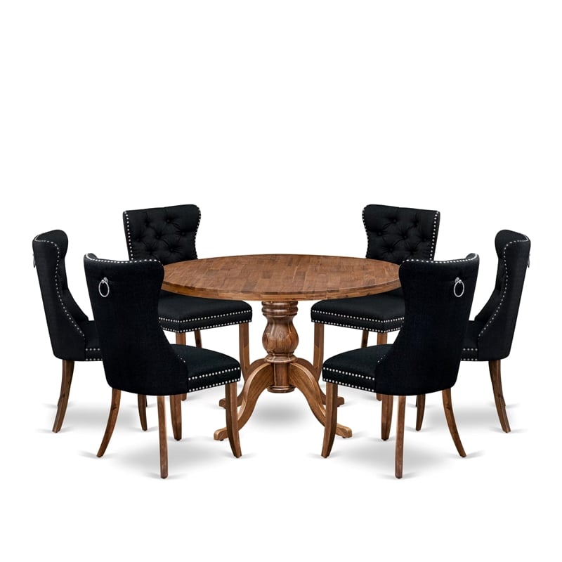 East West Furniture Irving 7-Piece Kitchen Table Set in Walnut Finish