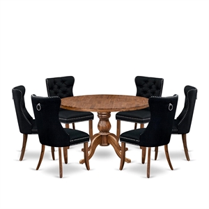 East West Furniture Irving 7-Piece Kitchen Table Set in Walnut Finish