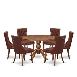 East West Furniture Irving 7-Piece Mid Century Modern Dining Set in Walnut