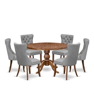 East West Furniture Irving 7-Piece Mid Century Modern Dining Set in Walnut