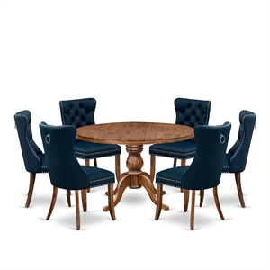 East West Furniture Irving 7-Piece Dining Table Set in Walnut Finish