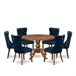 East West Furniture Irving 7-Piece Dining Table Set in Walnut Finish