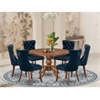 East West Furniture Irving 7-Piece Dining Table Set in Walnut Finish
