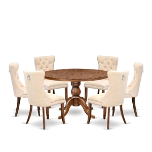 East West Furniture Irving 7-Piece Modern Dining Table Set in Walnut Finish