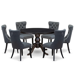 East West Furniture Irving 7-Piece Dining Table Set in Black Finish