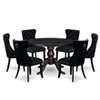 East West Furniture Irving 7-Piece Dining Table Set in Black Finish