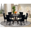 East West Furniture Irving 7-Piece Dining Table Set in Black Finish