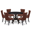 East West Furniture Irving 7 Piece Round Dining Room Set in Black Finish