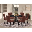 East West Furniture Irving 7 Piece Round Dining Room Set in Black Finish