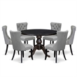 East West Furniture Irving 7 Piece Round Dining Set in Black Finish