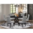 East West Furniture Irving 7 Piece Round Dining Set in Black Finish