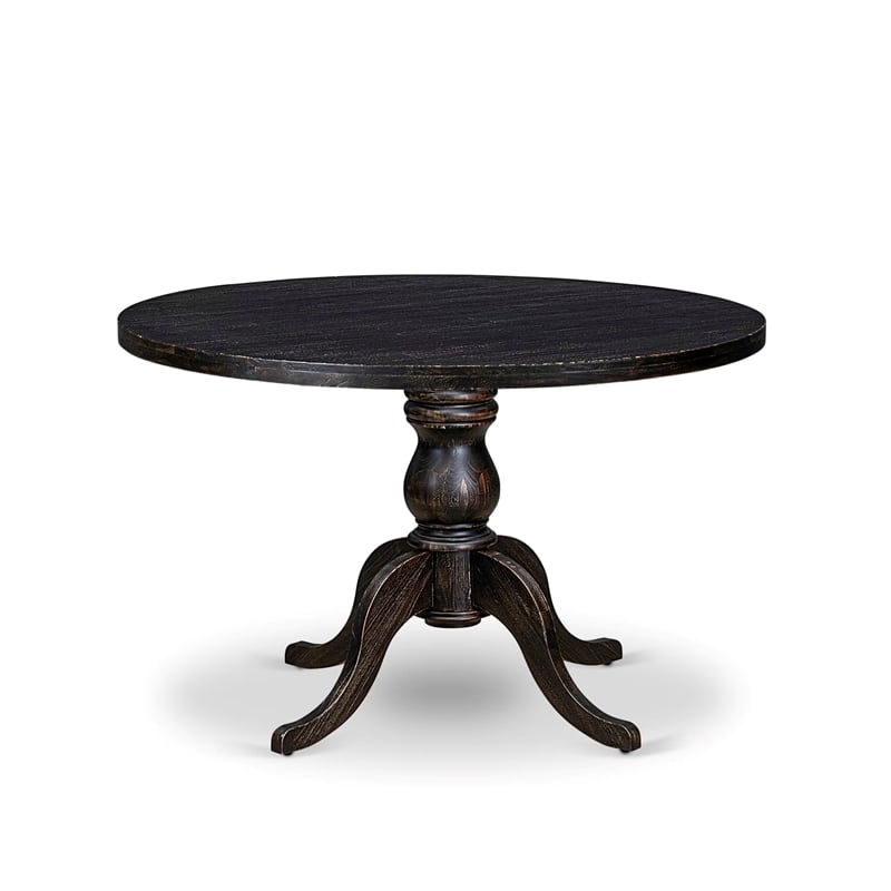 East West Furniture Irving 7 Piece Round Dining Set in Black Finish