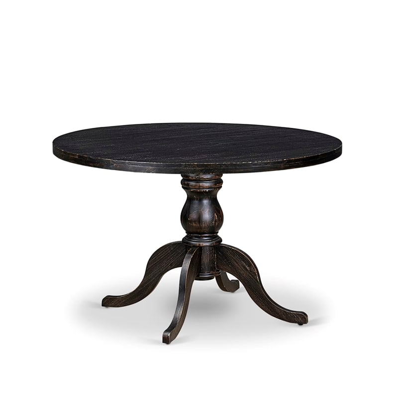 East West Furniture Irving 7 Piece Round Dining Set in Black Finish