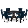 East West Furniture Irving 7 Piece Round Kitchen Table Set in Black Finish