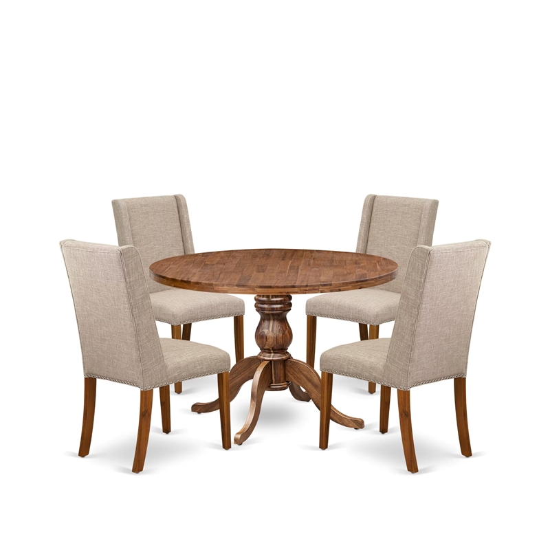 East West Furniture Irving 5-Piece Dining Room Table Set in Walnut Finish
