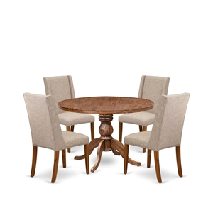 East West Furniture Irving 5-Piece Dining Room Table Set in Walnut Finish
