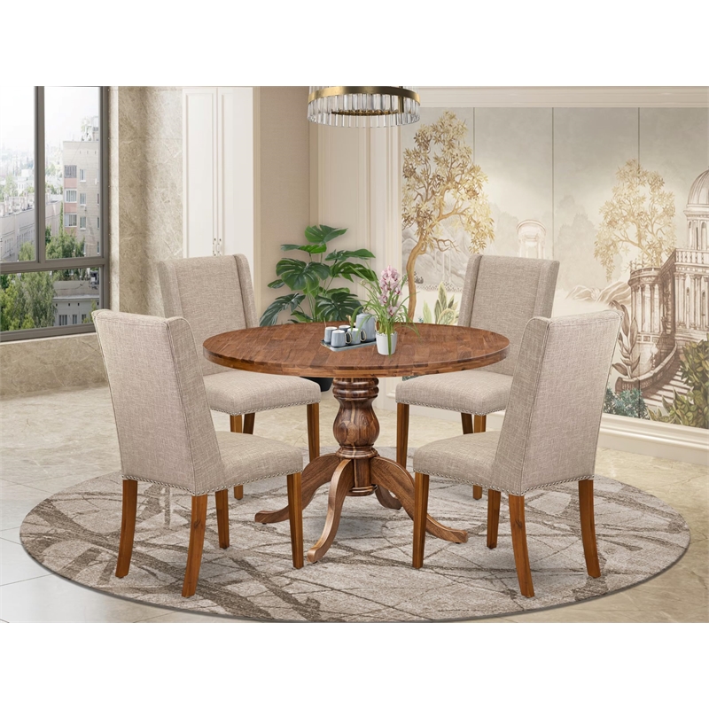 East West Furniture Irving 5-Piece Dining Room Table Set in Walnut Finish